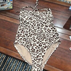 Kona Sol Brown and Cream One Piece Swimsuit